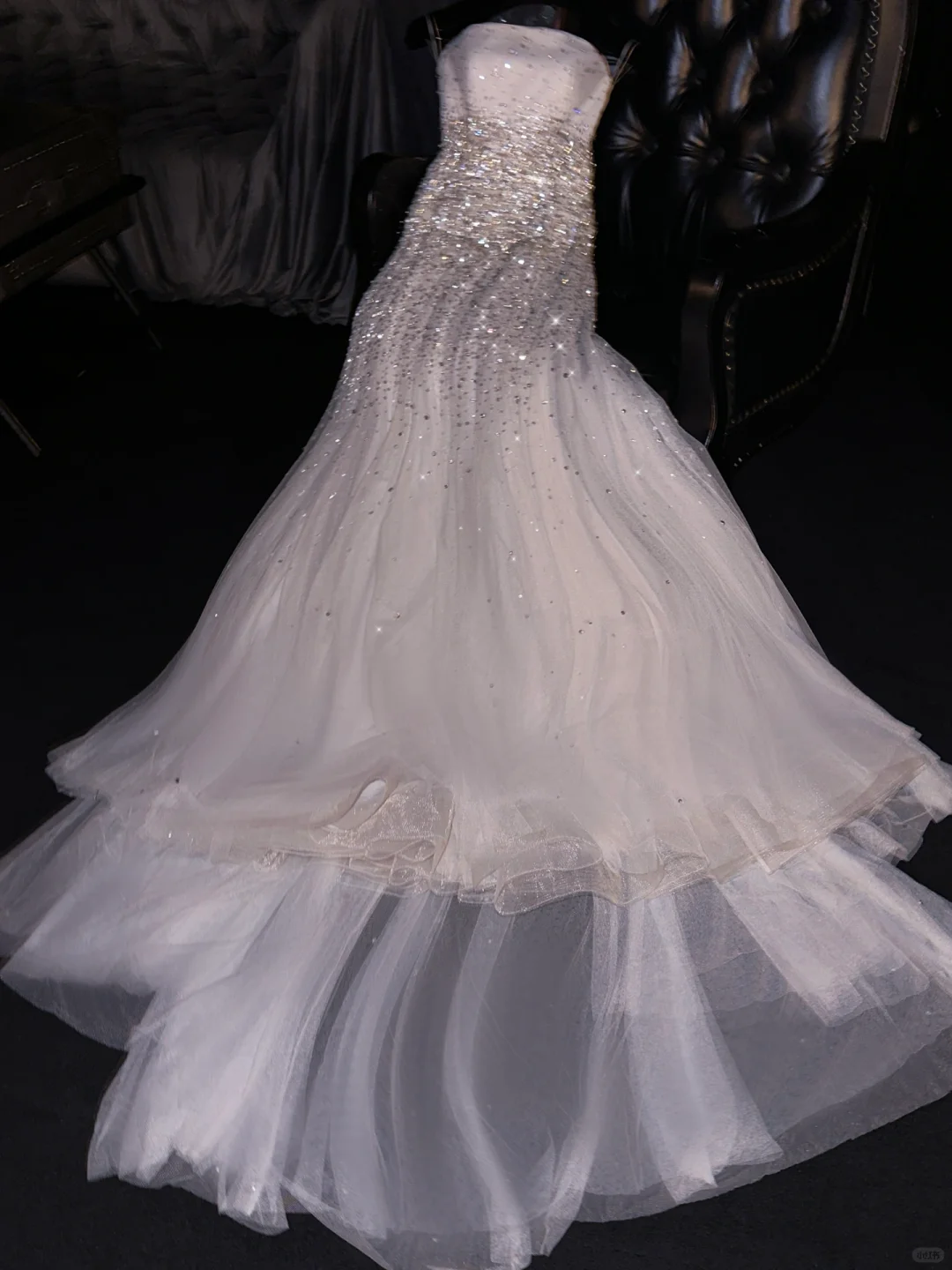 Stunning A Line Strapless Sequin White Tulle Long Prom Dress Evening Dress DP1957