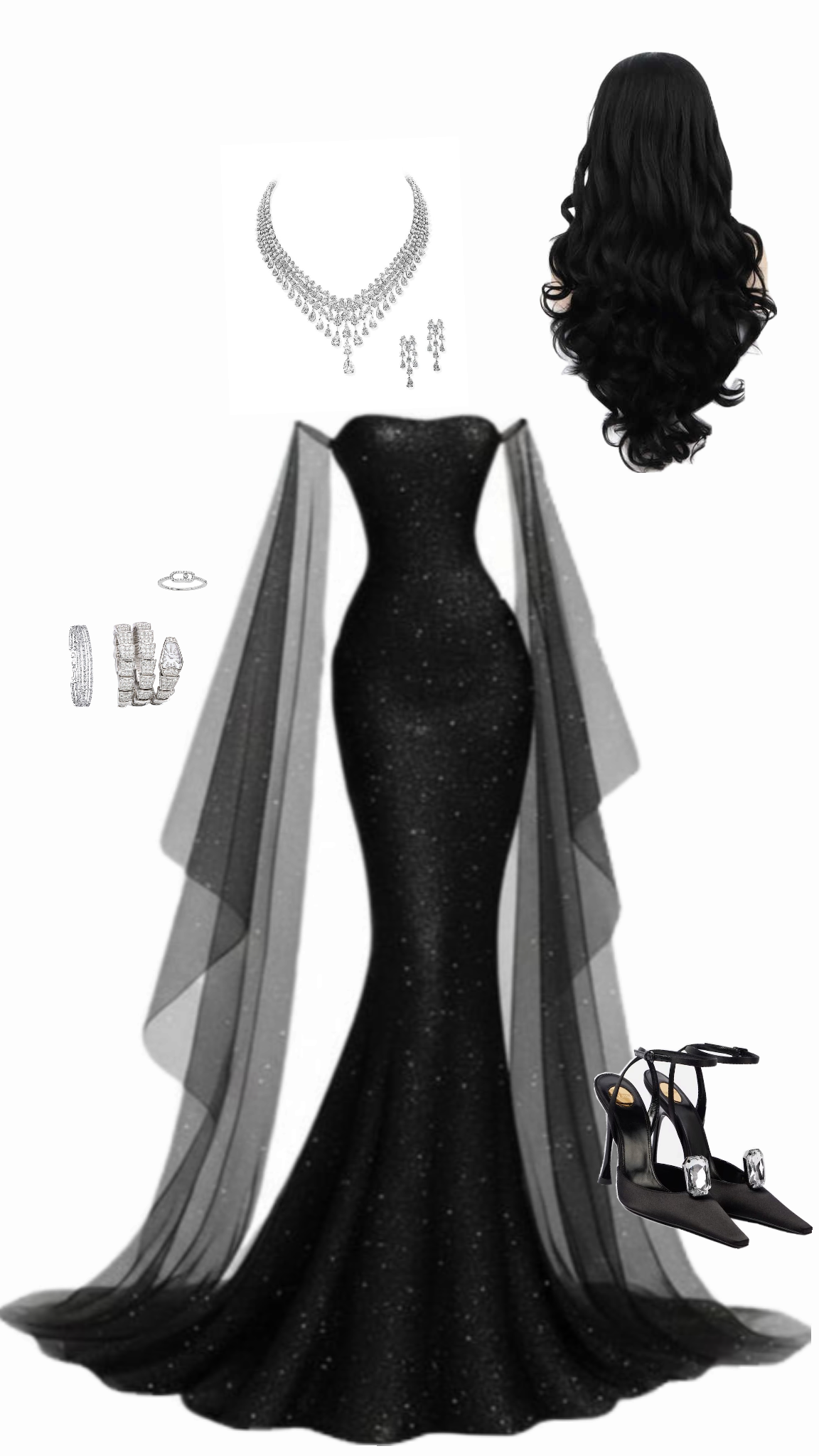 Sexy Mermaid Strapless Black Sequin Tulle Long Prom Dress Evening Dress DP4802