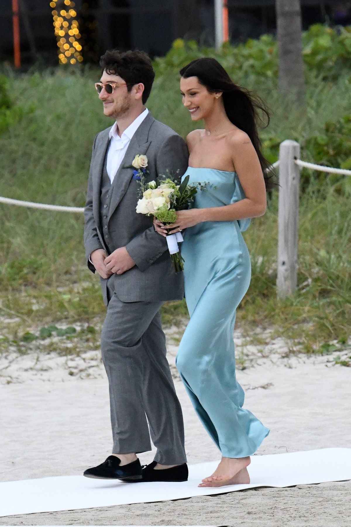 Simple Ice Blue A Line Strapless Satin Backless Long Bridesmaid Dress DP4969