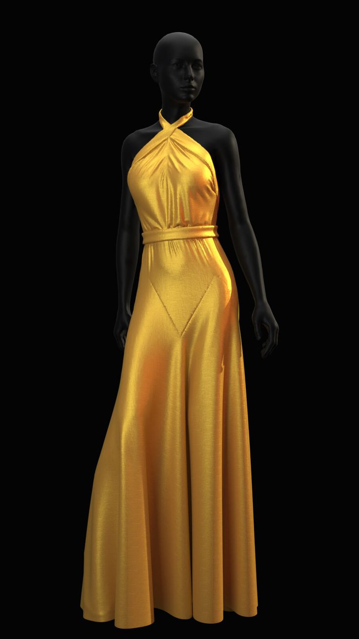 Simple A Line Halter Yellow Satin Open Back Long Prom Dress Graduation Prom DP2246