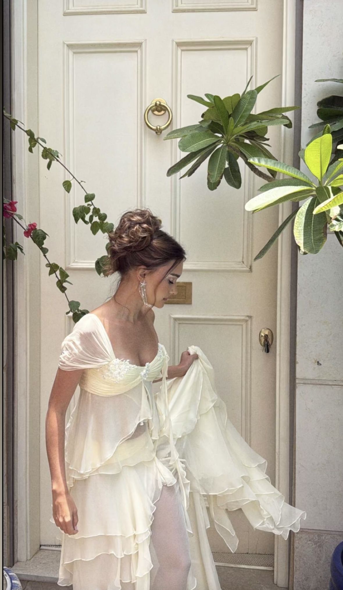 Two Peice Ivory A Line Straps Layered Chiffon Short Prom Dress Homecoming Dress DP4201