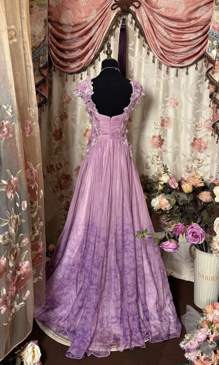 Pretty A Line Sweetheart Neckline Long Chiffon Lilac Party Dresses Prom Dress DP4053
