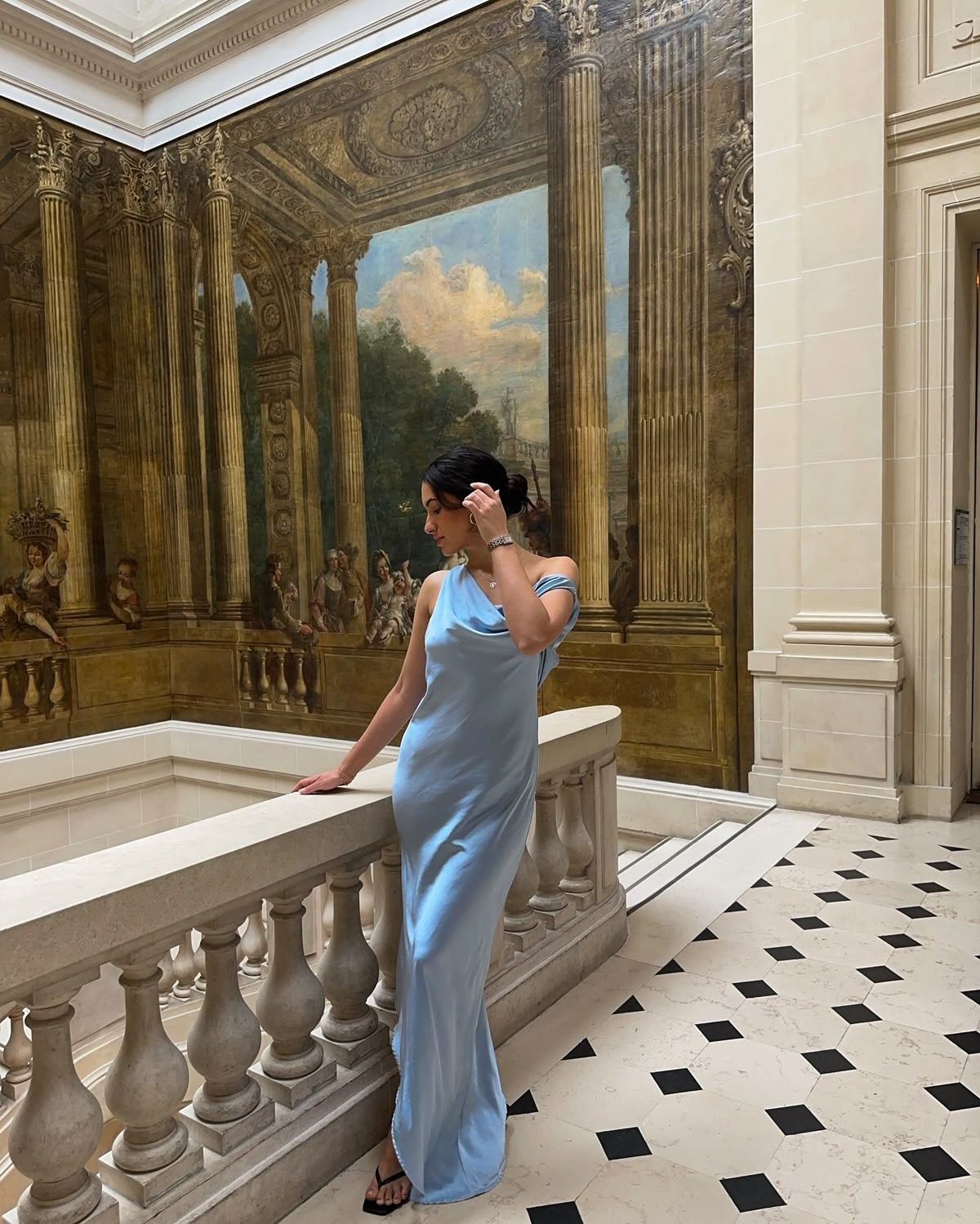 Blue Elegant Sheath Straps Satin Open Back Long Prom Dress Evening Dress DP3304
