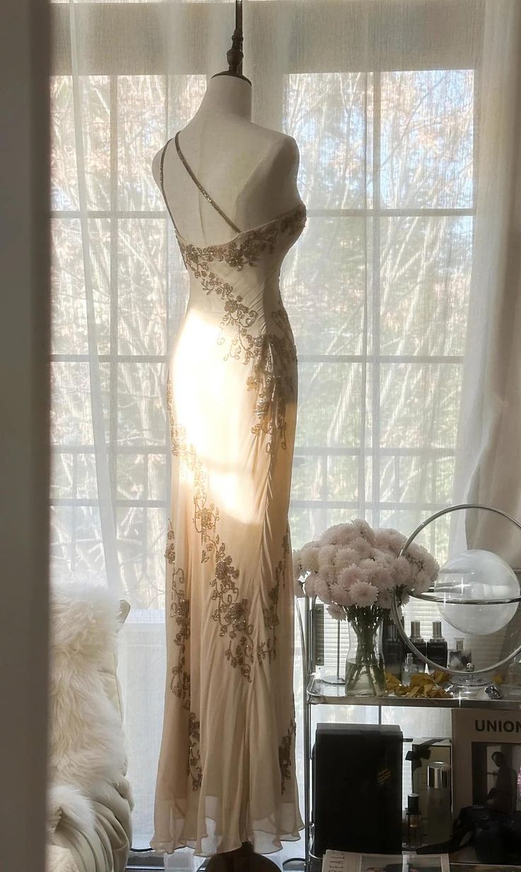Gentle Sheath One Shoulder Beaded Chiffon Long Prom Dress Evening Dress DP2008