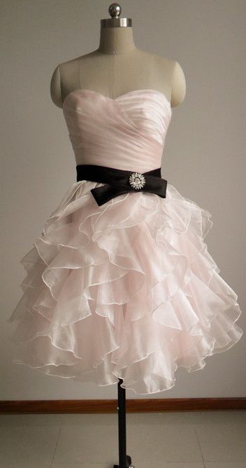 Light Pink A Line Sweetheart Neck Ruffle Organza Homecoming Dress Pink Short Birthday Dress DP4010