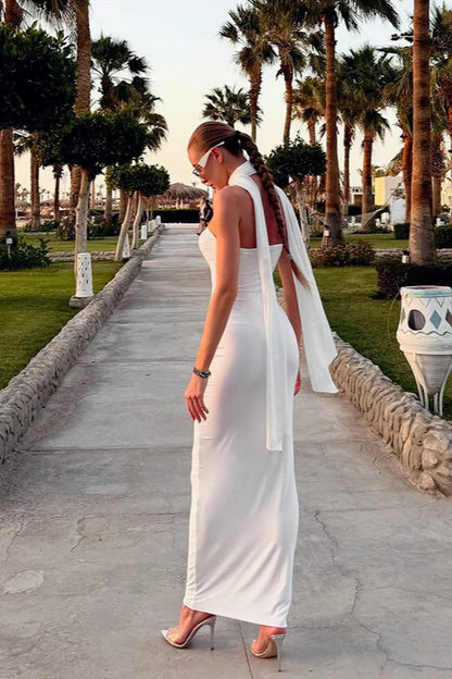 Sexy Sheath Strapless White Satin Long Prom Dress Evening Dress DP6119