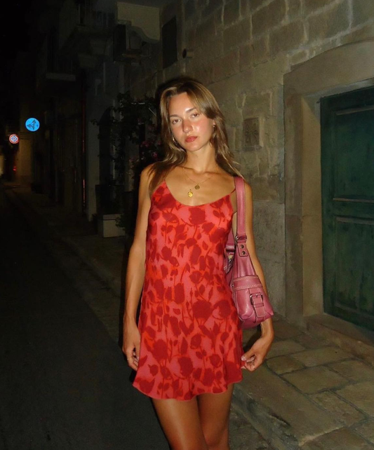 Cute Sheath Spaghetti Straps Print Floral Chiffon Short Homecoming Dress Outfits DP1475