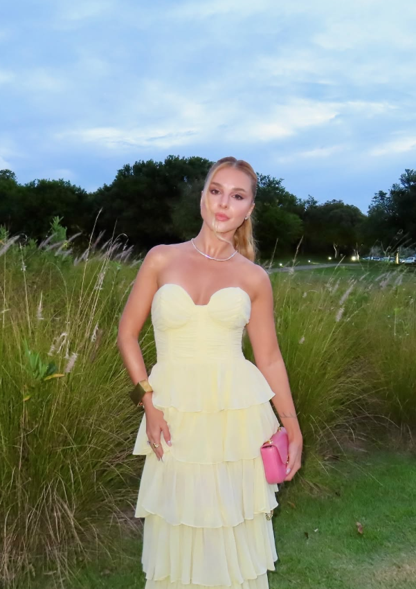 Light Yellow A Line Sweetheart Neck Layered Chiffon Prom Dress Evening Dress Date Dress DP6199