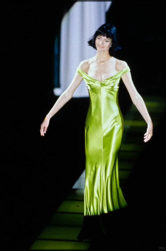 Green Simple Mermaid Off the Shoulder Satin Long Date Dress Party Dress Evening Dress DP3429