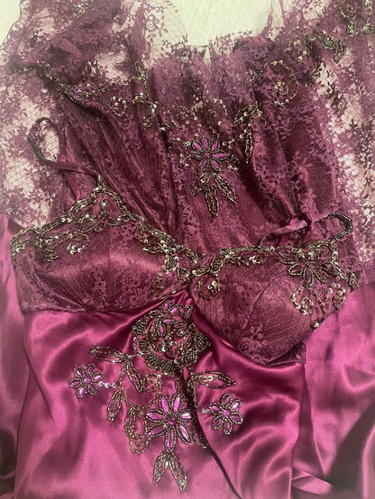 Vintage Mermaid Straps Beaded Lace Satin Short Prom Dress Homecoming Dress DP4735