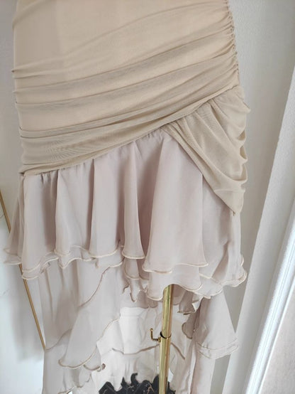 Sexy High Low Strapless Ruffled Chiffon Homecoming Dress Vacation Dress DP1265