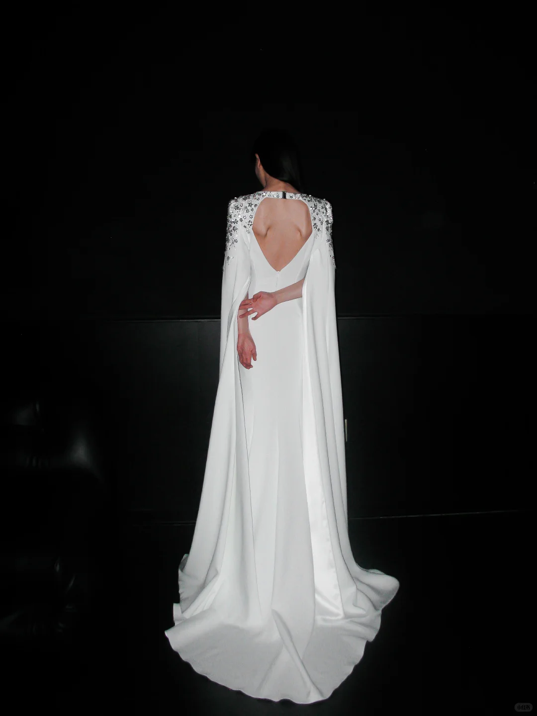 Elegant Mermaid Long Sleeve Beaded Satin Wedding Dress DP5304