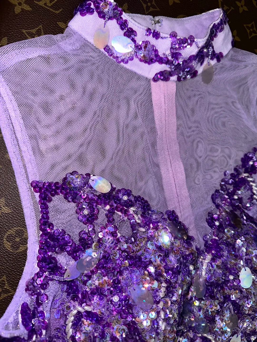 Vintage Sexy Purple Sheath Beaded Sequin Prom Dress Party Evening Dress DP5360