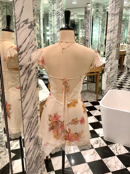 Summer Print Floral A Line Chiffon Short Prom Dress Homecoming Dress DP5459
