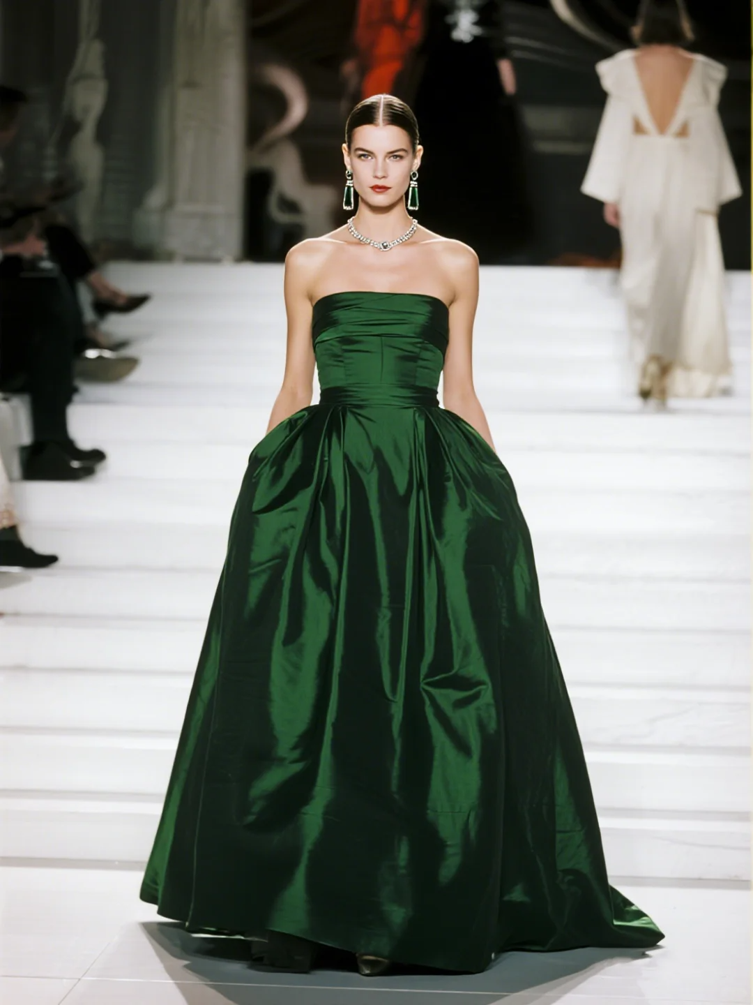 Emerald A Line Strapless Satin Long Prom Dress Evening Dress DP4906