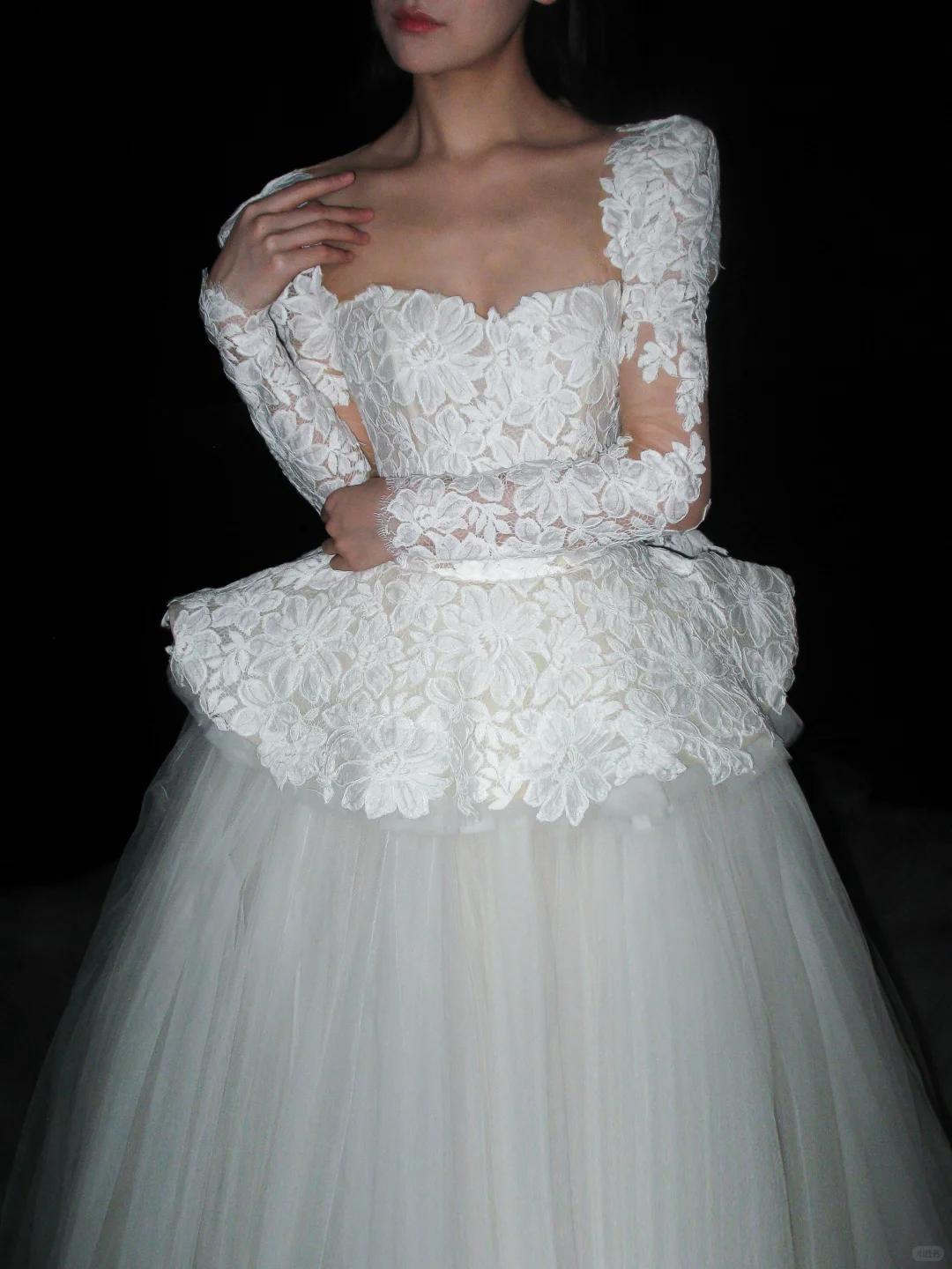White Ball Gown Square Neck Exquisite Lace Tulle Long Wedding Dress DP8107