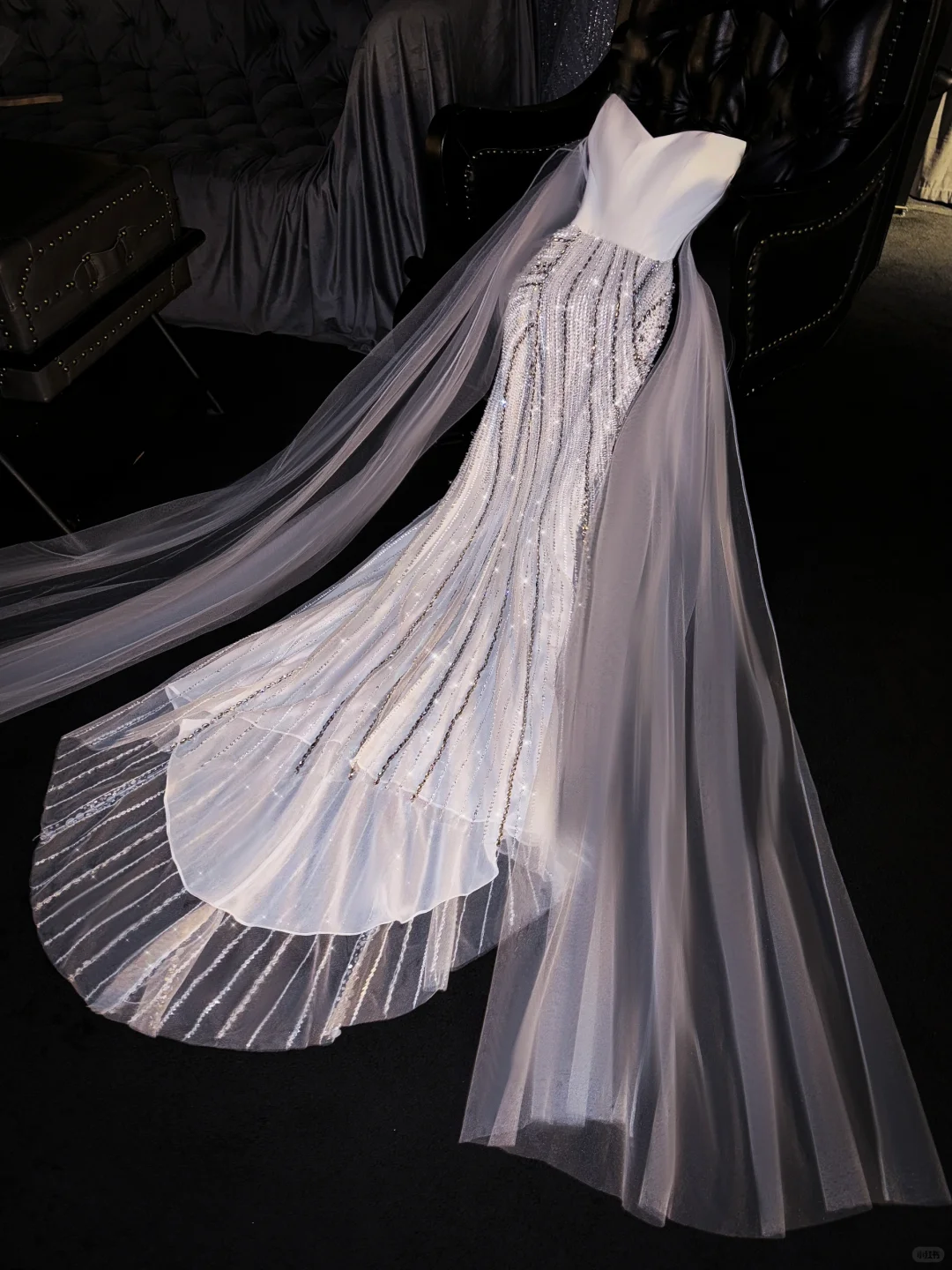 Pretty White Mermaid Sweetheart Neck Sequin Satin Tulle Party Dress Evening Dress DP2867