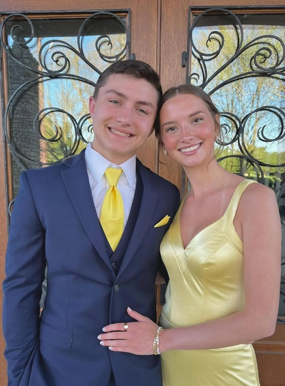 Simple Mermaid V Neck Yellow Satin Open Back Long Prom Dress Evening Dress DP1552