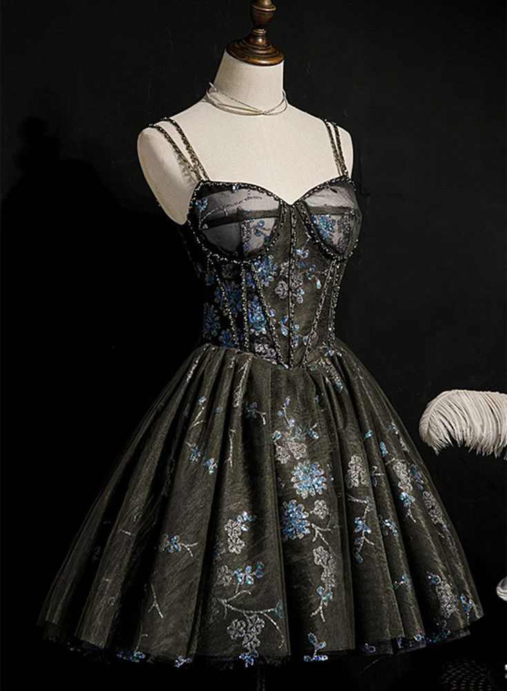 Straps Sweetheart Lace Beaded Short Homecoming Dress  DP131