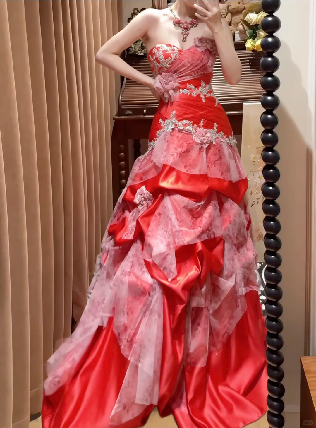 Glamorous A Line Sweetheart Neck Appliques Satin Tulle Prom Dress Evening Dress DP8251