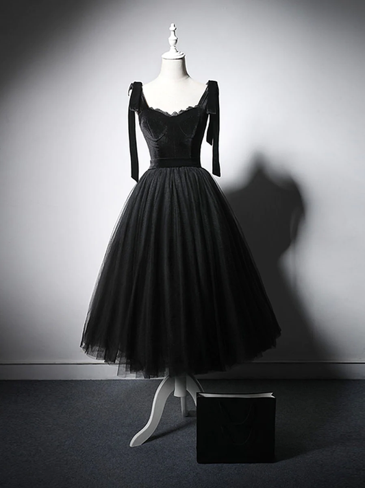 Black Velvet Tulle Short Prom Dress Homecoming Dress DP085