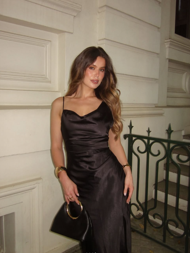 Black Sexy Sheath Spaghetti Straps Satin Prom Dress Outfits DP4928