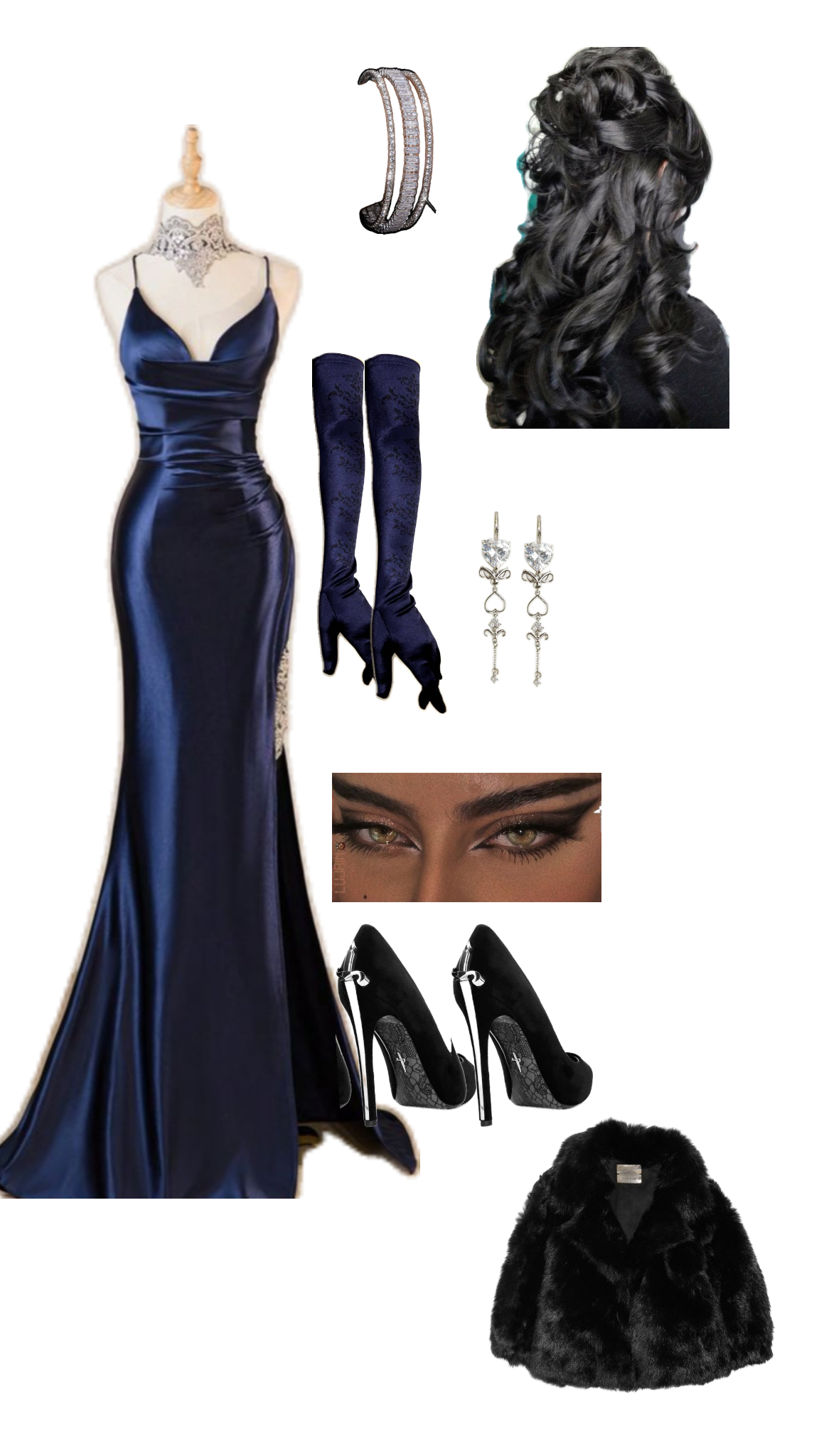 Elegant Mermaid Spaghetti Straps Navy Blue Satin Long Prom Dress Evening Dress DP4803