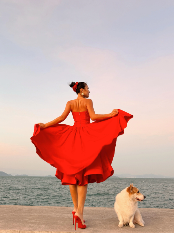 Warm Red A Line Sweetheart Neck Satin Prom Dress 21th Birthday Dress DP3896