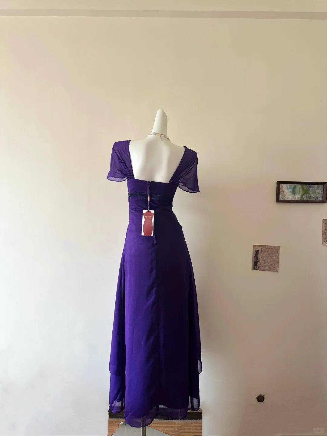 Vintage A Line Straps Beaded Dark Purple Chiffon Prom Dress Outfits DP5013