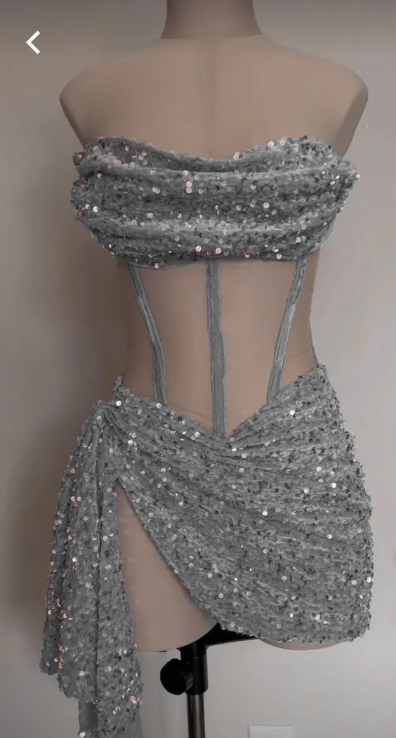 Sexy Sequin Strapless Short Homecoming Dress DP571