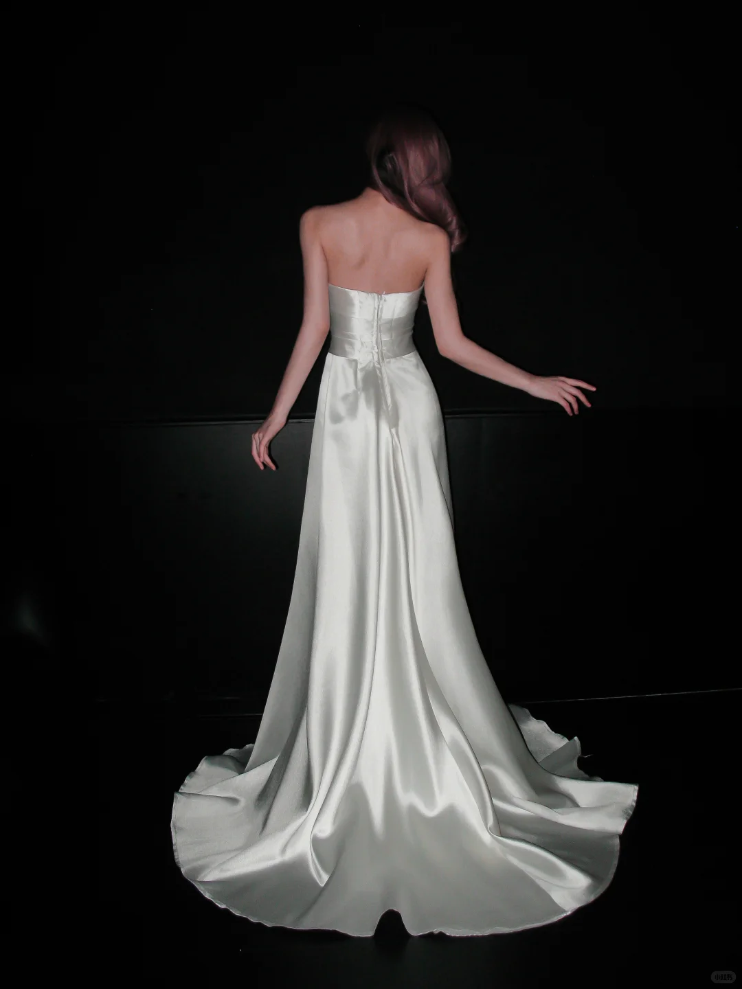 Simple Glossy A Line Strapless White Satin Wedding Dress DP5202