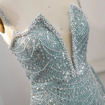 Luxury Mermaid Spaghetti Straps Long Evening Dress Prom Dress with Slit  DP960