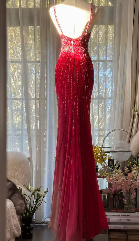 Shiny Sheath V Neck Beaded Burgundy Chiffon Long Party Dress Evening Dress DP2345