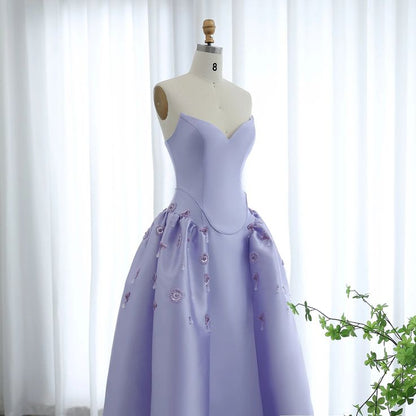 Luxury A Line Strapless Beaded Satin Long Evening Dress  DP827