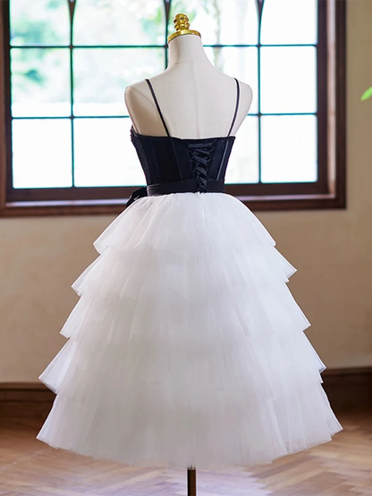 Spaghetti Straps Layered Tulle Short Prom Dress, Homecoming Dress DP615