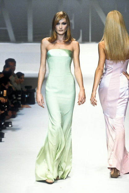 Simple Sage Green Sheath Strapless Satin Long Prom Dress DP8142