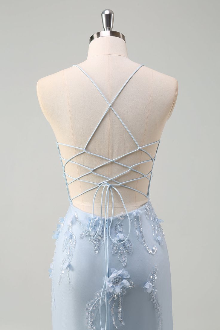Sparkly Blue Mermaid 3D Flowers Satin Tulle Long Prom Dress Evening Dress DP1326