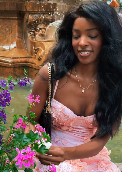 Cute Pink A Line Spaghetti Strap Floral Beaded Tulle Short Homecoming Dress DP4376