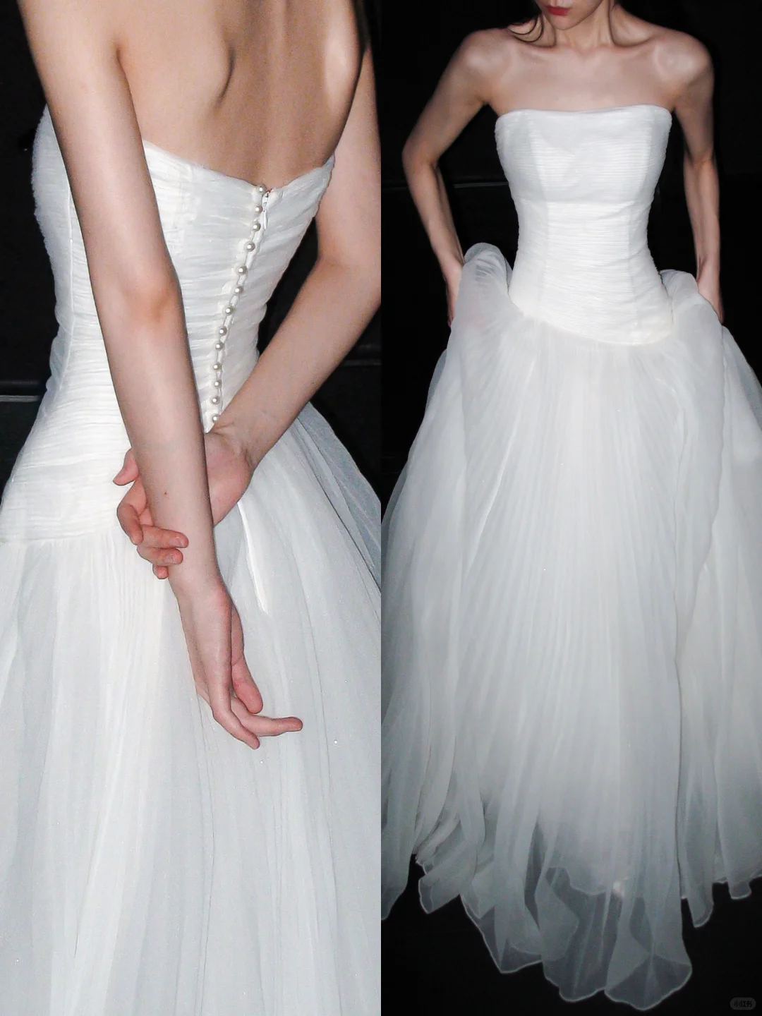 Simple Beautiful Ball Gown Strapless White Satin Tulle Long Wedding Dress DP6363