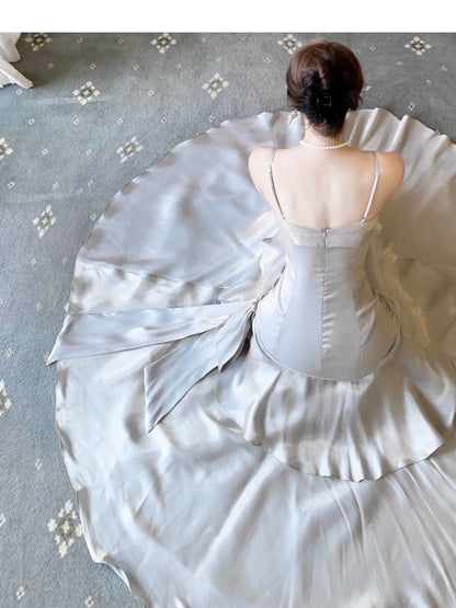 Modest Mermaid Spaghetti Straps Long Prom Dresses Birthday Party Dress Evening Gowns DP4231