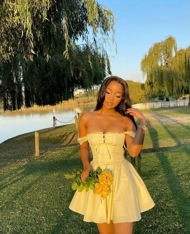 Cute A Line Strap Yellow Satin Short Homecoming Dress Birthday Dress DP1935