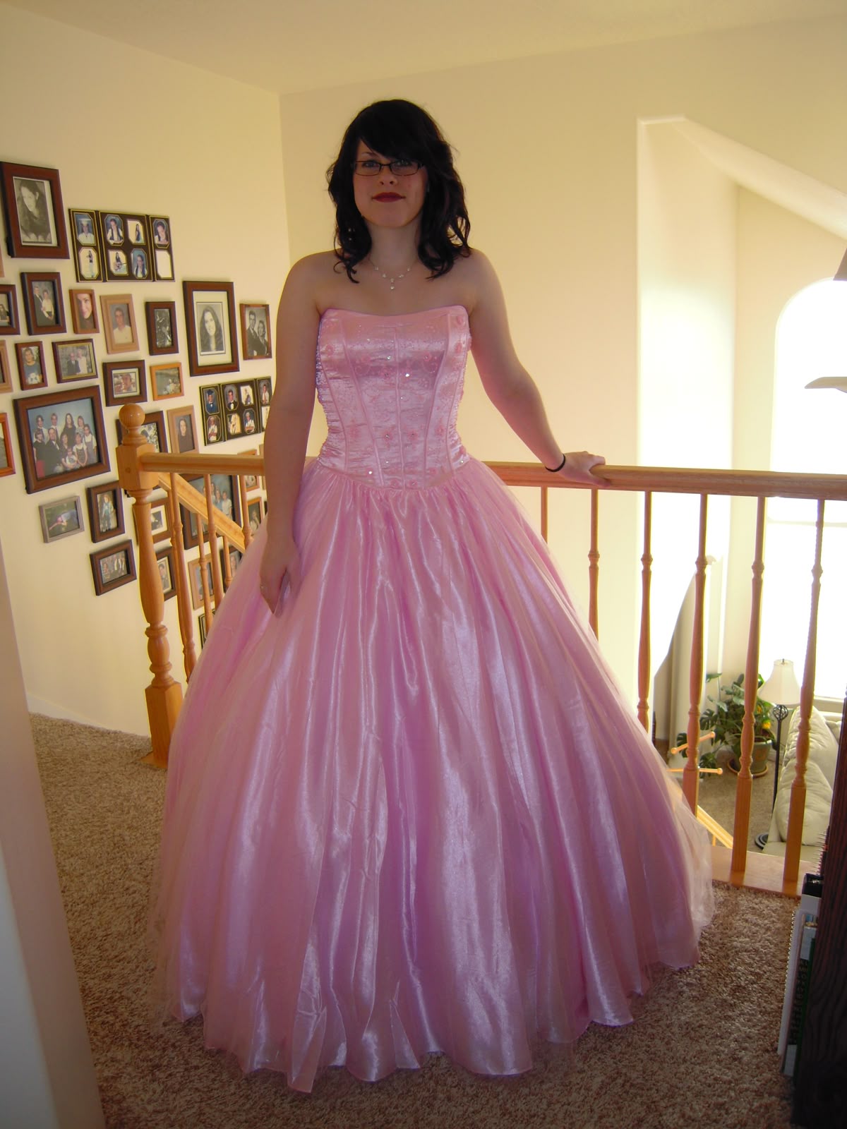 Vintage Pink A Line Strapless Exquisite Embroidery Satin Tulle Prom Dress DP8129