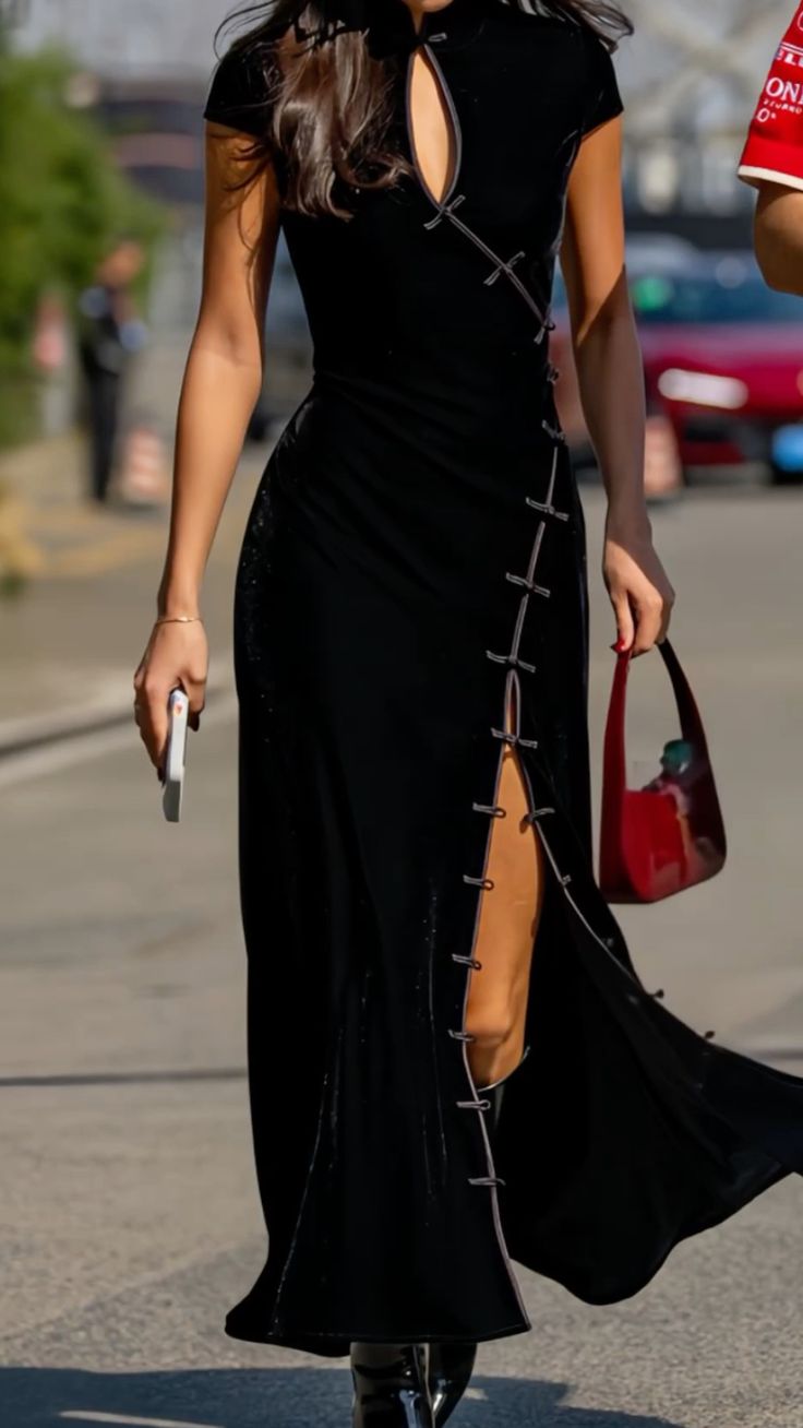 Sexy Sheath Black Velvet Long Prom Dress Evening Dress with Slit DP4787