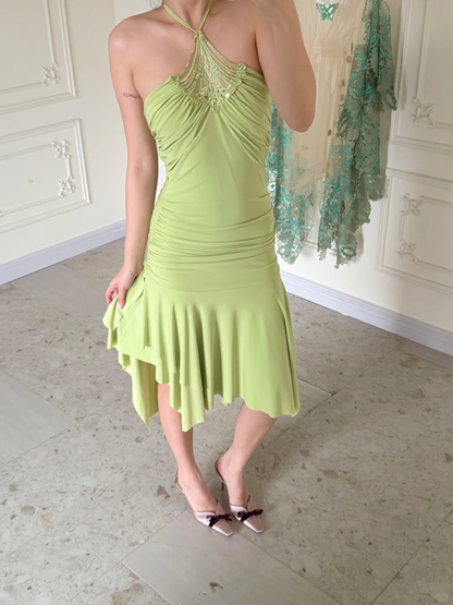Vintage Light Bright Green Chiffon Short Homecoming Dress DP5165