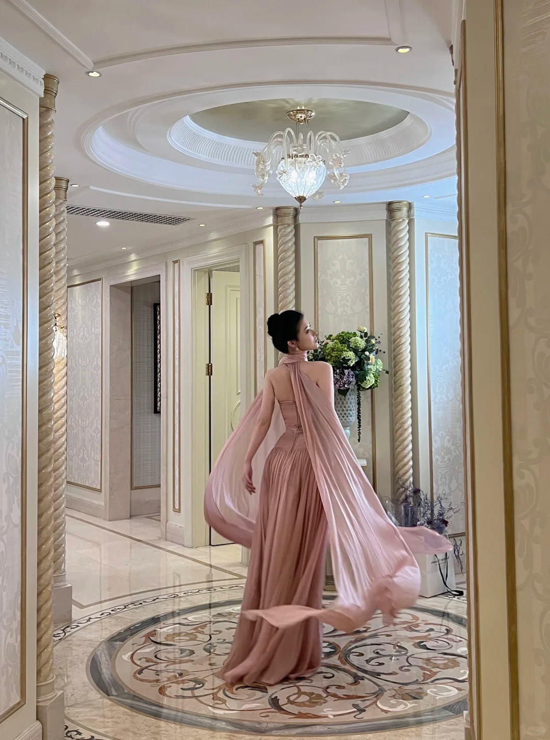 Elegant Pink A Line Strapless Pleated Chiffon Long Prom Dress Party Dress DP4467