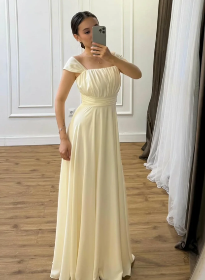 Elegant A Line Straps Satin Long Prom Dress Evening Dress DP6923