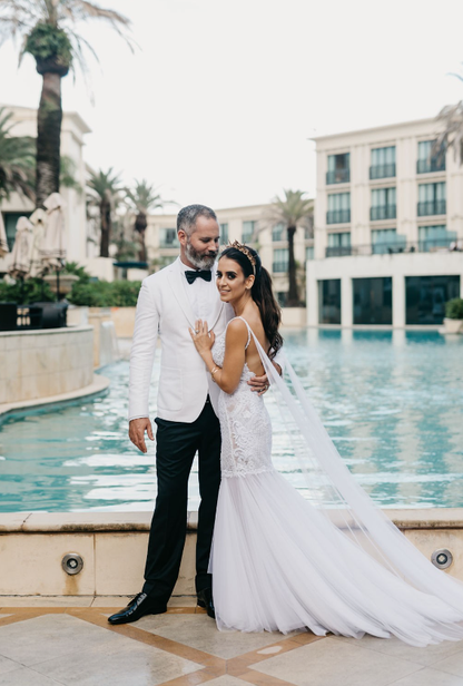 Sexy Mermaid Spaghetti Strap Lace Tulle Long Sweep Wedding Dress DP1805