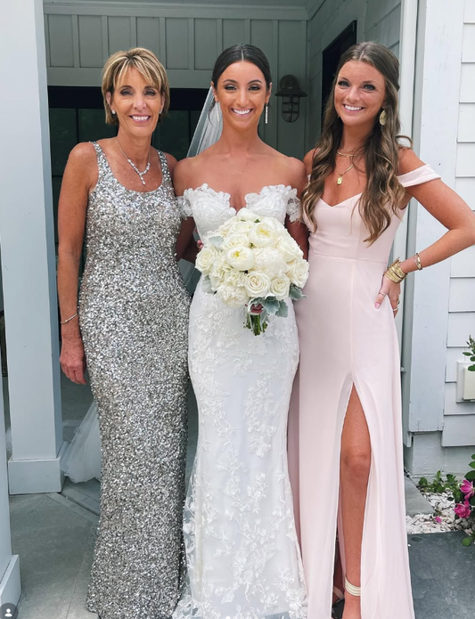 Gentle Light Pink A Line Off the Shoulder Chiffon Long Bridesmaid Dress with Slit DP4968