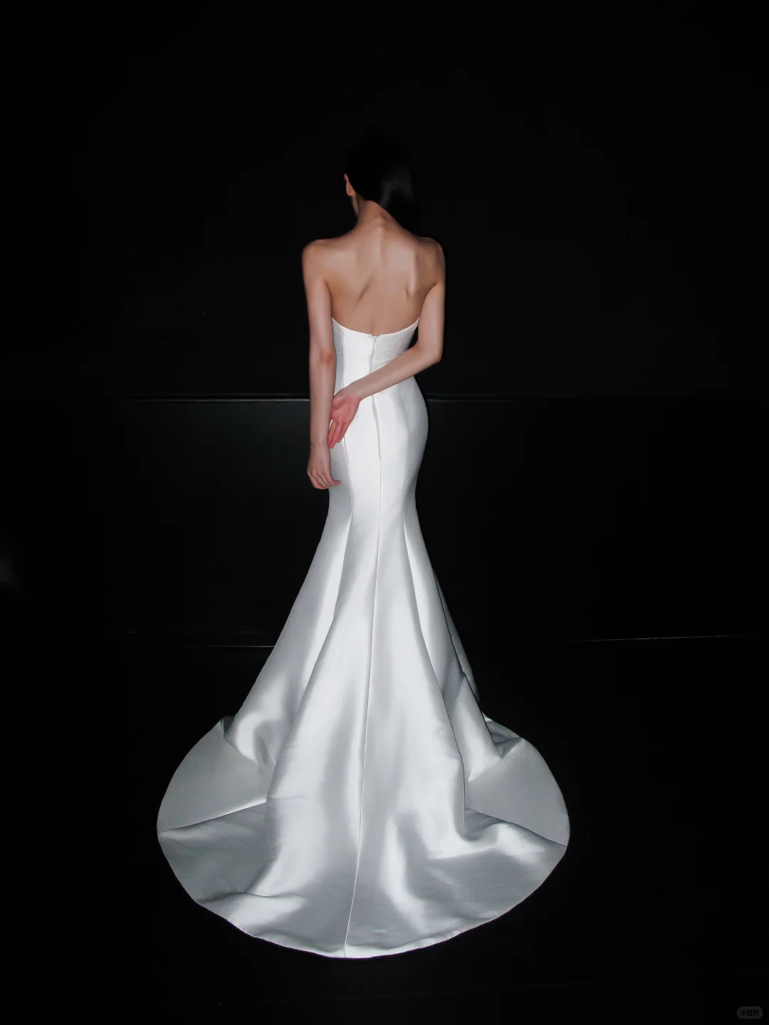 White Unique Mermaid Strapless Satin Long Sweep Wedding Dress DP5789