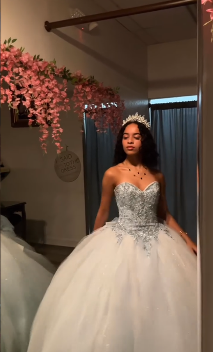 Sweety A Line Sweetheart Neck Beaded Satin Tulle 16th Birthday Dress Graduation Prom Dress DP4845